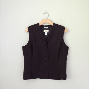 Talbots Irish Linen Vest Sleeveless Black Vintage Size 14